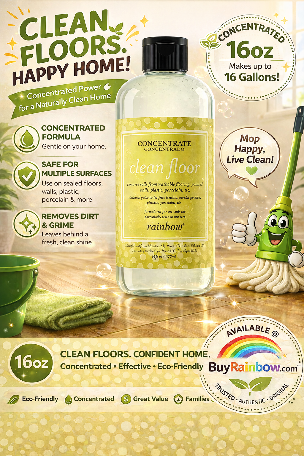 Rainbow Clean Floor Concentrate 16oz GENUINE RAINBOW PRODUCT